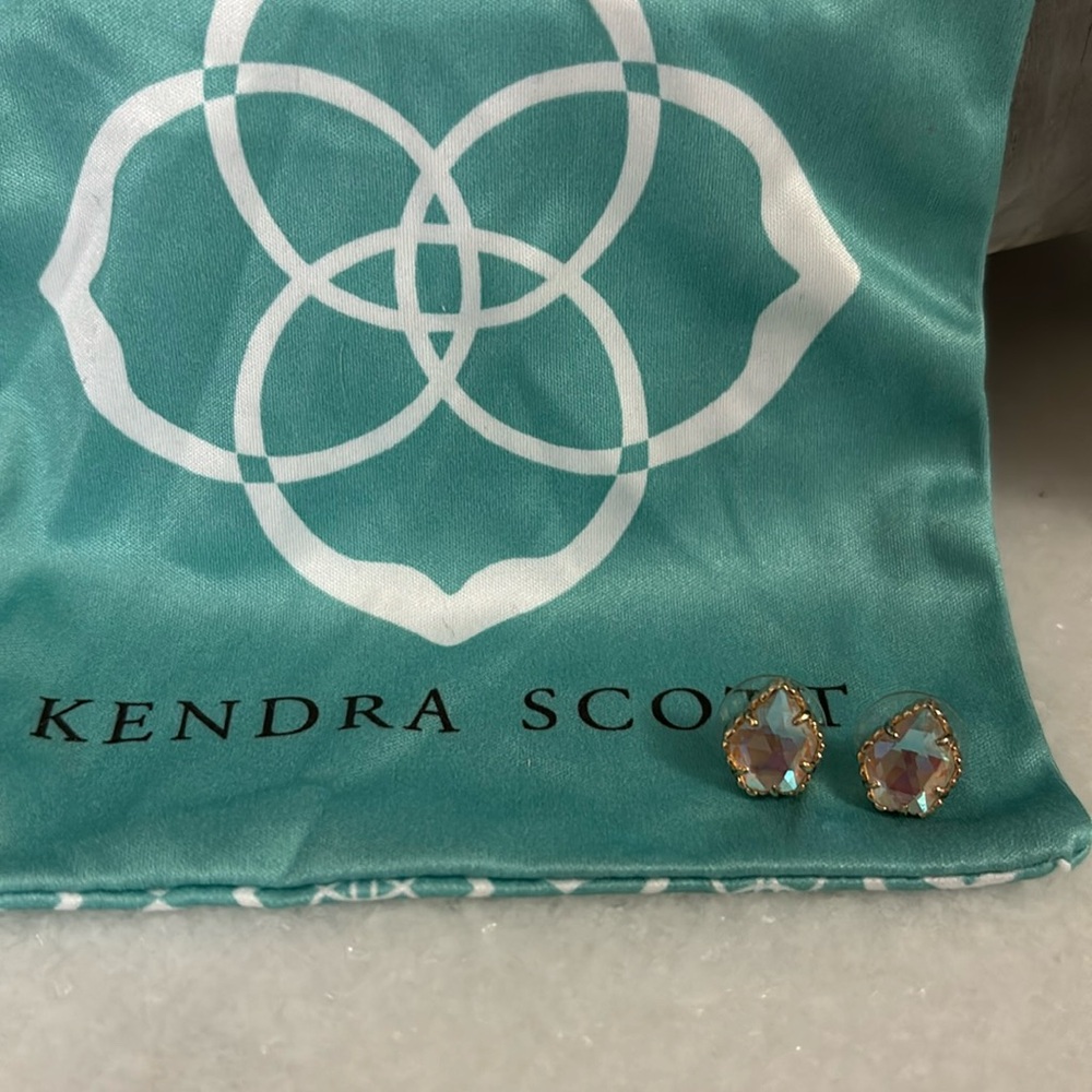 Kendra Scott Tessa earrings in rose gold with dichroic glass